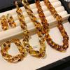 Geometric Chain Leopard Print Necklace Autumn and Winter Simple High-end Clavicle Chain Personalized Retro Fashion Temperament Jewelry