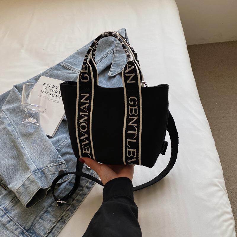 Alphabet Canvas Bag Student Wear Book Japanese College Style Bag Girls Color Matching Large Capacity Class Commuter Shoulder Bag