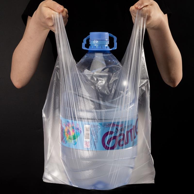 100ks Plastové sáčky pro supermarkety s rukojetí Užitečné plastové úložiště Průhledná nákupní taška Role Balení potravin Uchovávejte čerstvé Nástroje