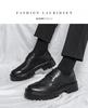 Men's Thick Sole Lace-Up Brogue Leather Shoes - Spring/Autumn Casual Height-Boosting Low-Tops for Teens
