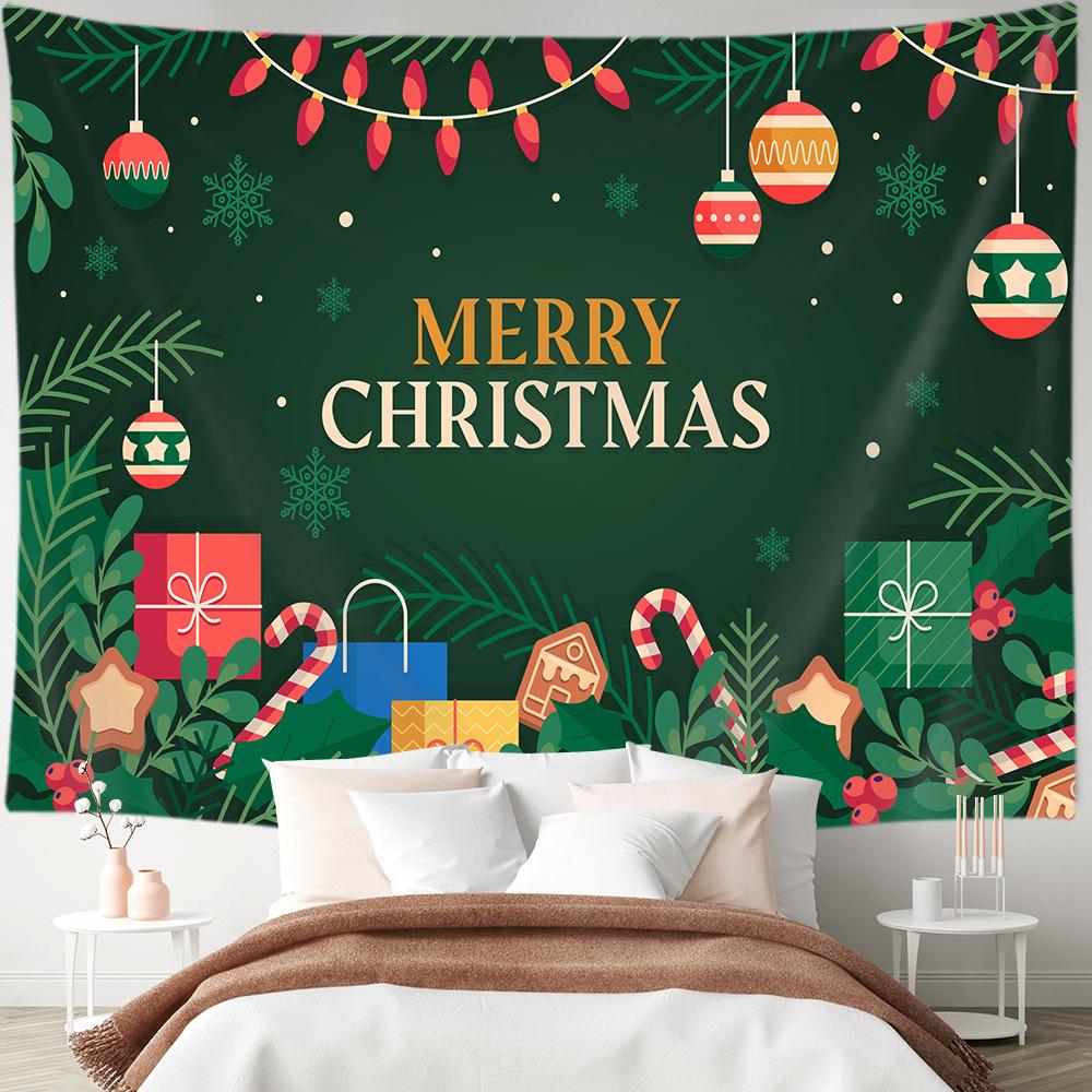 Christmas Tapestry Merry  Holiday Party Decoration Background Hanging Cloth Suitable for Home Living Room Bed