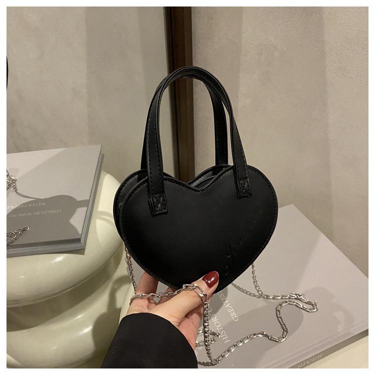 Simple Solid Color Fashion Summer New Sweet Girl Trend Peach Heart Mini Heart Single Shoulder Crossbody Handbag