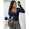 Women S V Neck Twisted Knit Sweater Slim Fit Short Length Long Sleeve Hot Girl Style