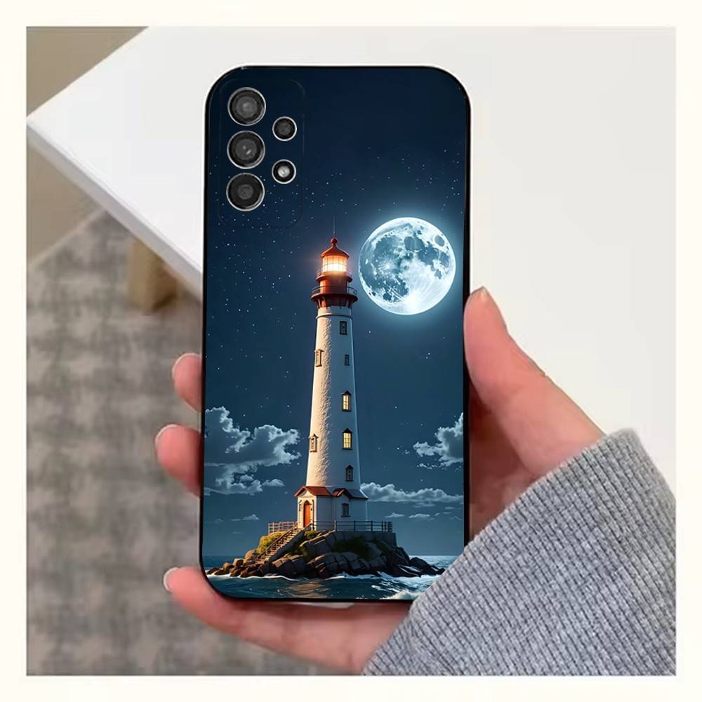 Anime Lighthouse Phone Case For Samsung S25,S24,S23,S22,S20,S21,S10,Ultra,Plus,Lite,FE,Soft Silicone Black Cover