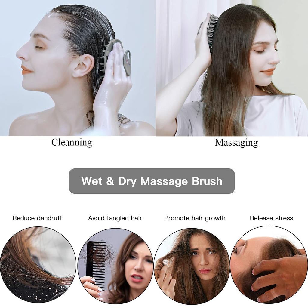 INNERNEED Shampoo 46 Scalp Brush for Scalp Cleansing and Wet and Dry Scalp Brush for Hairbrush with Unisex Brush, Silicone, Soft, Long-Pronged