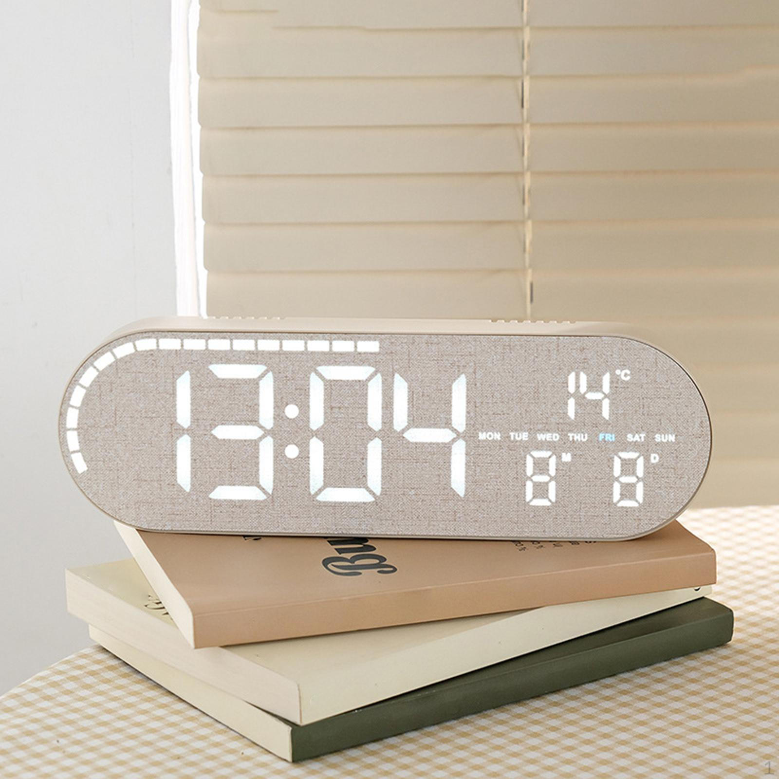 

LED Digital Clock Aesthetic Temperature Display Decorative Portable Silent Room Decor for Bedroom серый