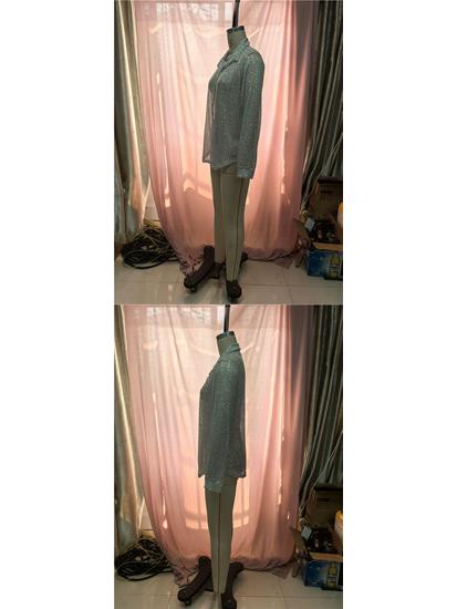 European Spring-Summer Sequin Lapel Cardigan: Women's Long Sleeve Shirt Jacket