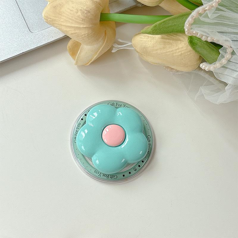 Hyuna Style Solid Color Floral Phone Holder with Magnetic Magsafe, Stable Retractable Design.