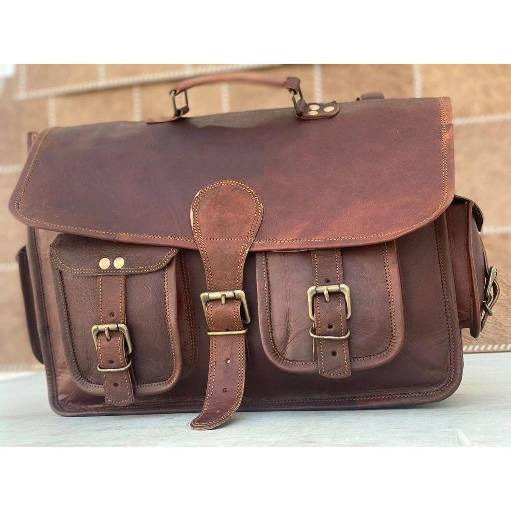 Leather Saddle Brown Motorcycle Panniers Saddlebags Bags
