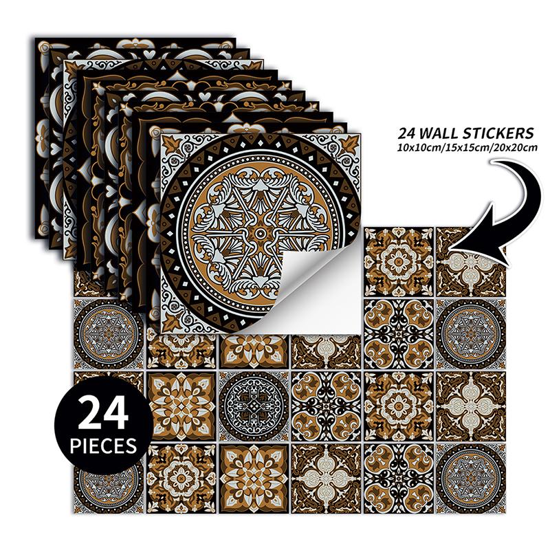 24 stuks kunsttegel zelfklevende muursticker keukenbehang muurschilderingen waterdichte stickers voor woonkamer badkamer decor