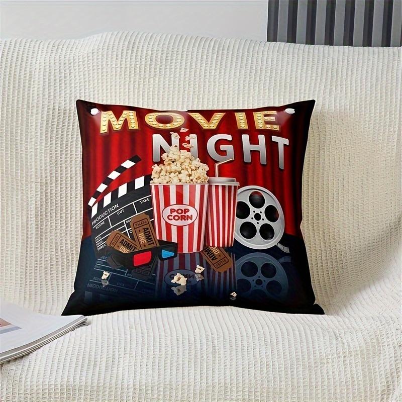 Jessica Chen Unisex Movie Night Cushion Covers Cozy Chair Living Room Pillowcase Fashion Zipper Sofa Pillow Covers Bedroom Home Decor
