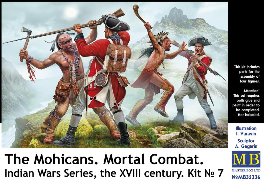 Master Box 1/35 Scale Indian Series No. 7 Mohawk and British Soldiers, 18th Century, 4-Piece Plastic Model Kit (MB35236)