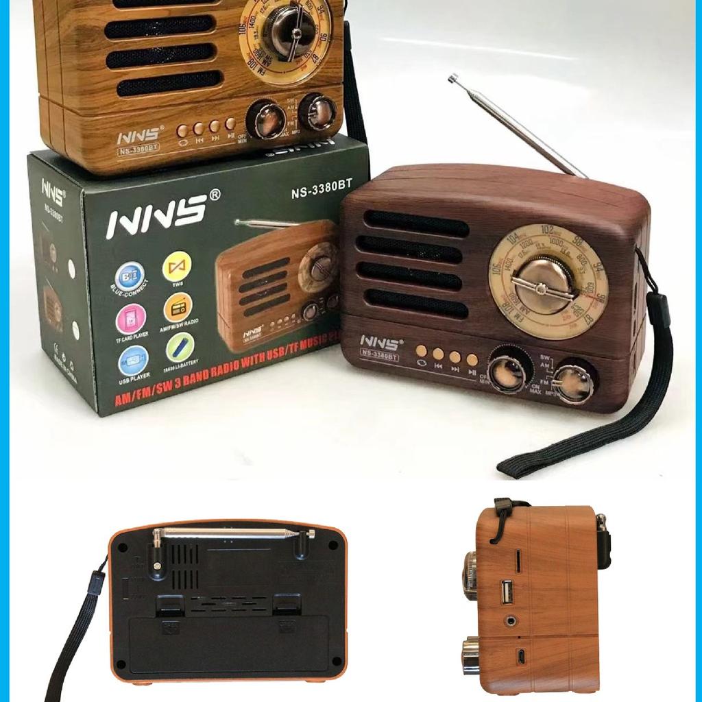 Klassisches Retro UKW AM Radio Desktop-Empfänger Wiederaufladbar Tragbar MP3-Radios Stereo 3W Bluetooth-Lautsprecher AUX USB