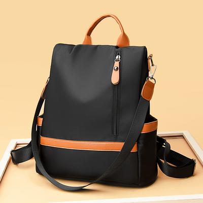 Modischer schwarzer Oxford-Rucksack für Damen, ein vielseitiger und geräumiger Tagesrucksack, geeignet für Reisen, Schule oder Freizeitausflüge, trav