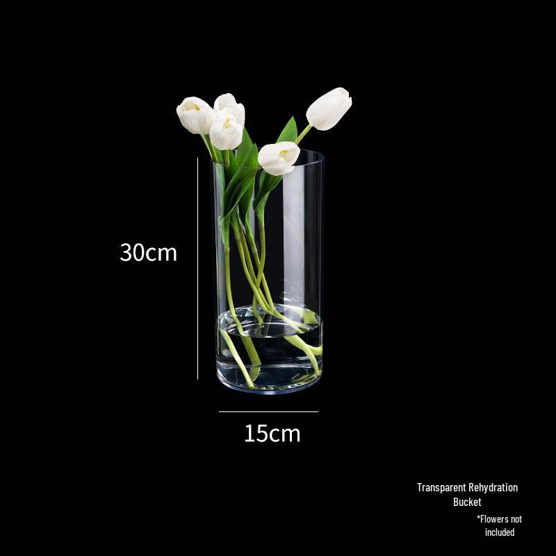 Secchiello Acrilico Risveglio di Fiori: Vaso quadrato grande trasparente per fiori freschi e composizioni