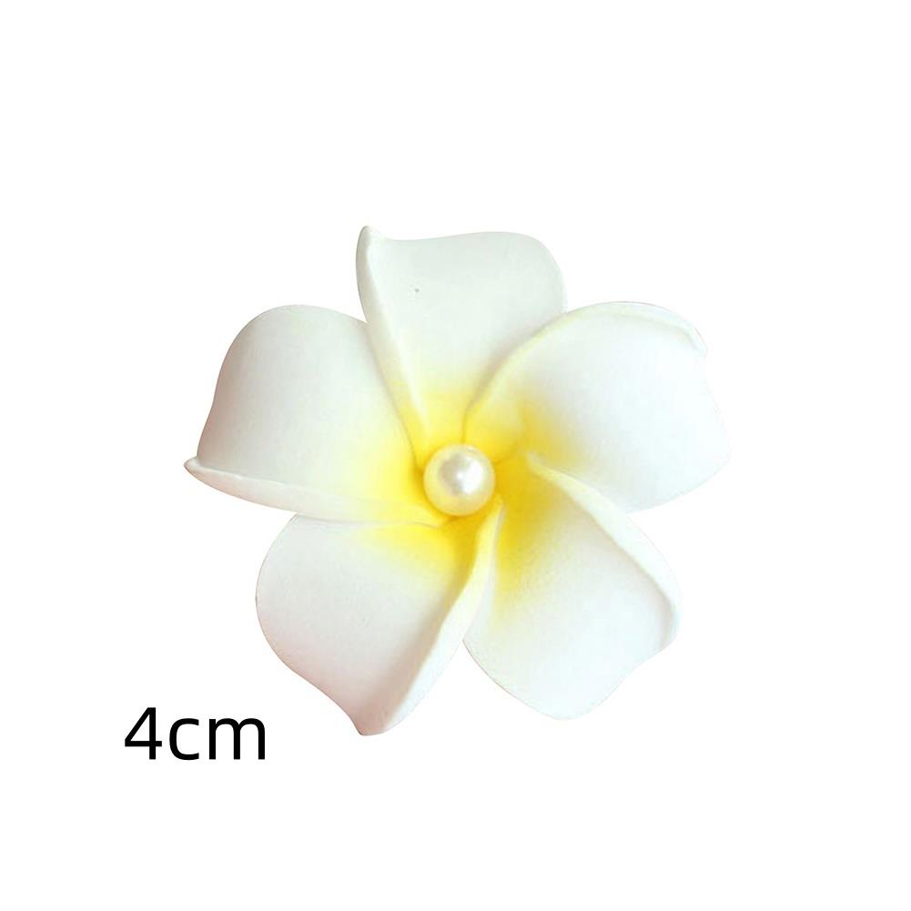 Pearl Flower Hair Clip Plumeria Flowers Side Bangs Clip Beach Claw Clips Headpiece For Women Hawaiian Barrettes Accessories