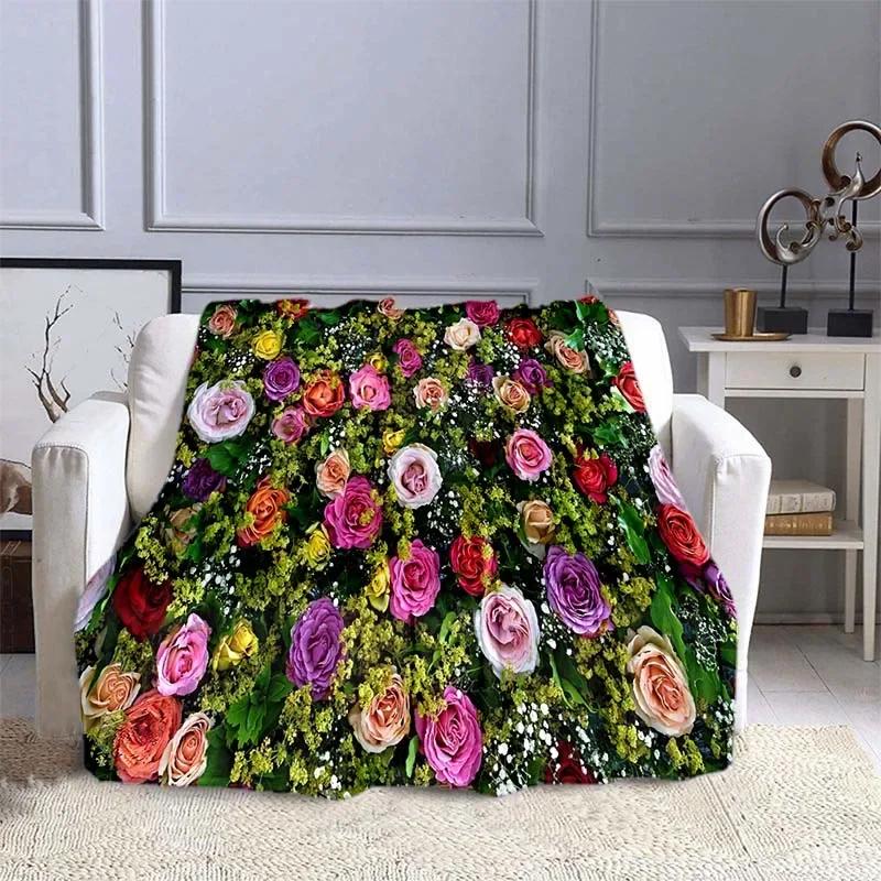 Rose Floral Blanket Soft Warm Print Throw Blanket Lightweight for Kids Adults Women Gift Super Soft for Bed Couch Sofa Blanket