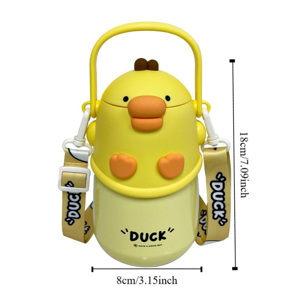 With Straw Vacuum Flask Stainless Steel Bouncing Vacuum Cup Cute Insulated Water Bottle Children