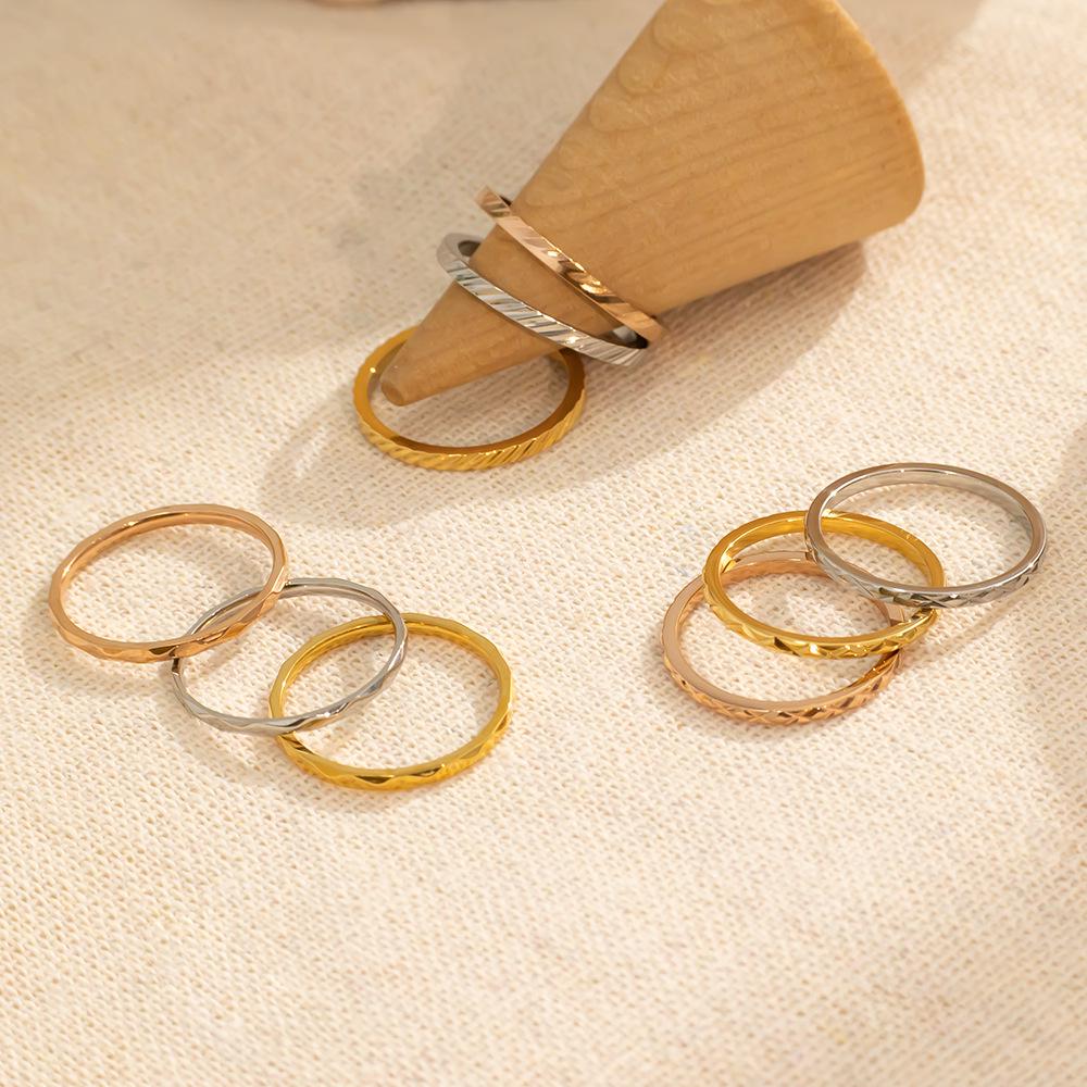 Women's Titanium Steel Diamond Ring: Colorfast, Lightweight Luxury, Trendy Thin Band