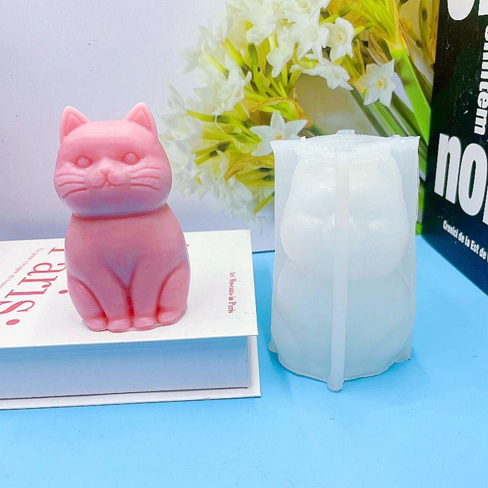 Sitting Cat Candle Mold Cute Soap Mould Desktop Ornaments Cat Silicone Mold Candle Making