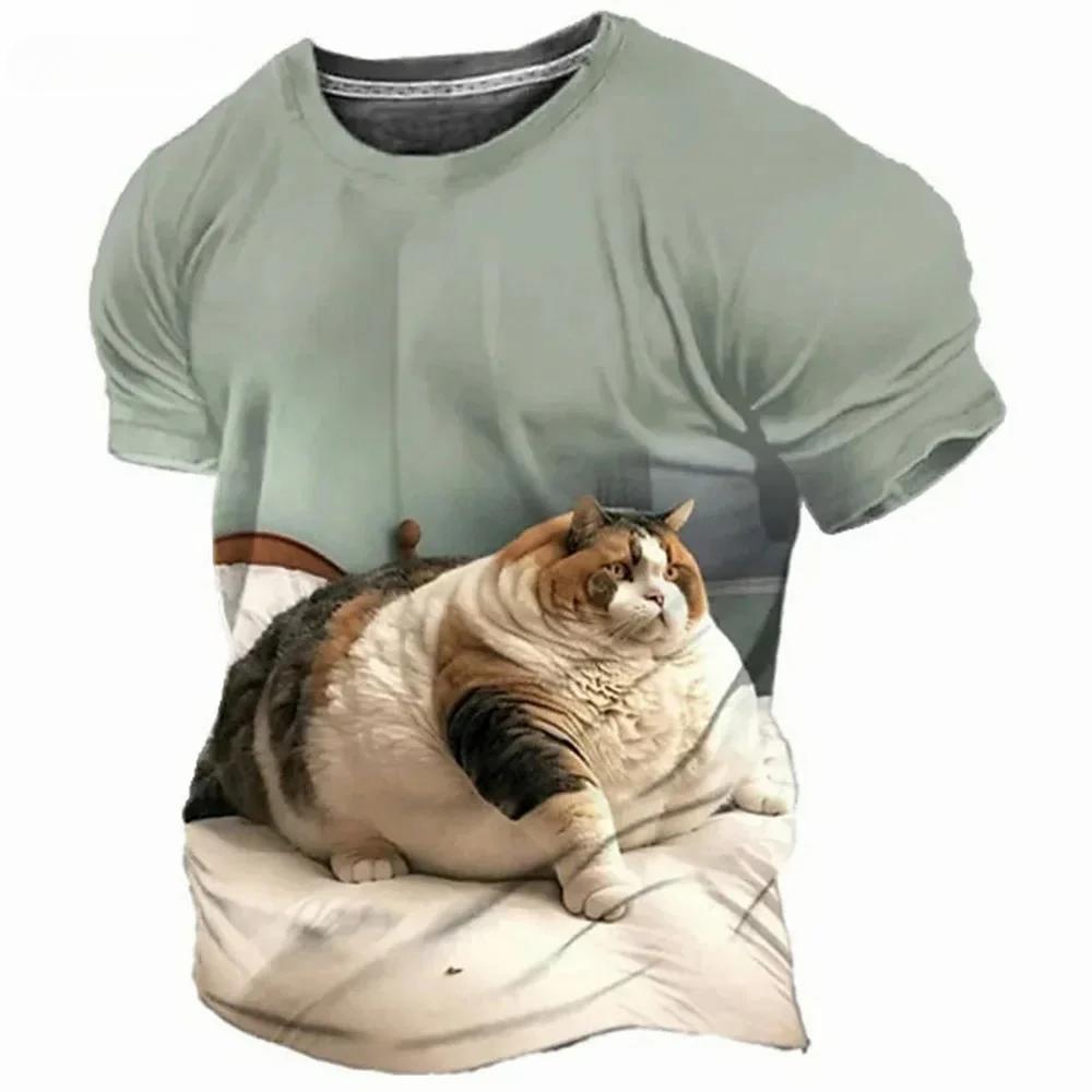 3D Baculaté Zvířecí Vzory Zábavná Trička s Kulatým Výstřihem a Krátkým Rukávem Oversized Ležérní Topy Letní Street Ležérní Pánská Trička