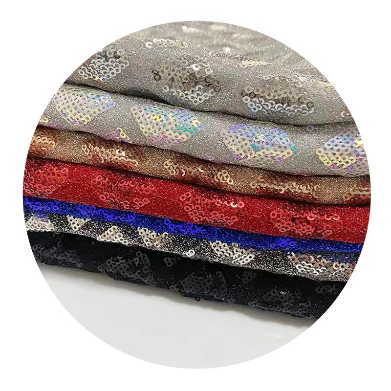 Glitter Fashion Diamond Check Sequins Embroidered Children's Bags Shoe Material Sequins Clothing Fabric Accessories