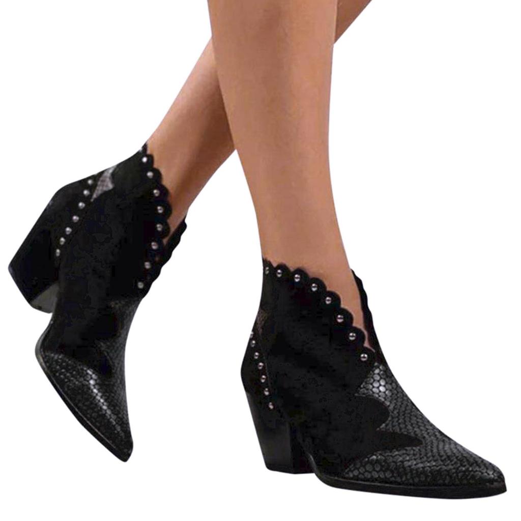 Boots Fashion Roman Thick Heel Pointed Flanging Women's Shoes