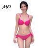 Sexy Bathing Suit Women Solid Color Bikini Set, Summer Two Piece Swimsuit, Halter Tie Underwire Top Slimming Beachwear & High Cut Bottom, for