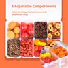 8 Grid Snackle Box Container Capacity Plastic Storage Box With Adjustable Compartments Lid For Snacks Food Grade Transparent