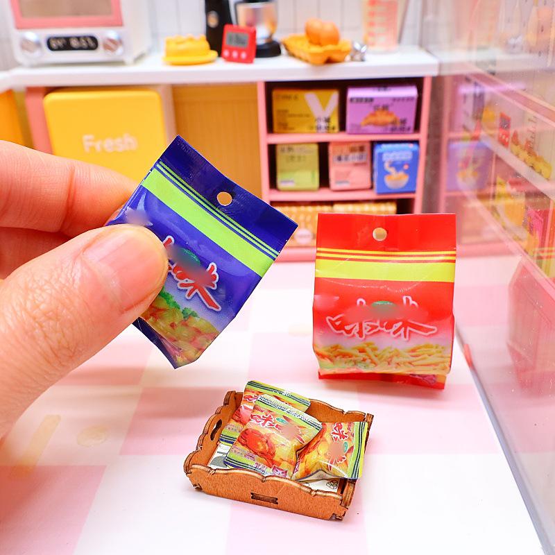 Dollhouse Wawa House 1:12 Miniature Kitchen Scene with Handmade Shrimp Cracker Toy