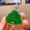 Ice Green Jadeite Laughing Buddha Pendant Necklace - Imperial Green Women's Charm Accessory