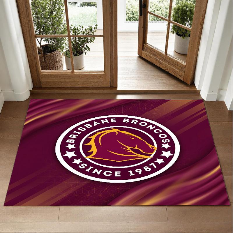 Brisbane Broncos Design Crystal Velvet Rug Soft Decorative Mat for Bedroom Entrance