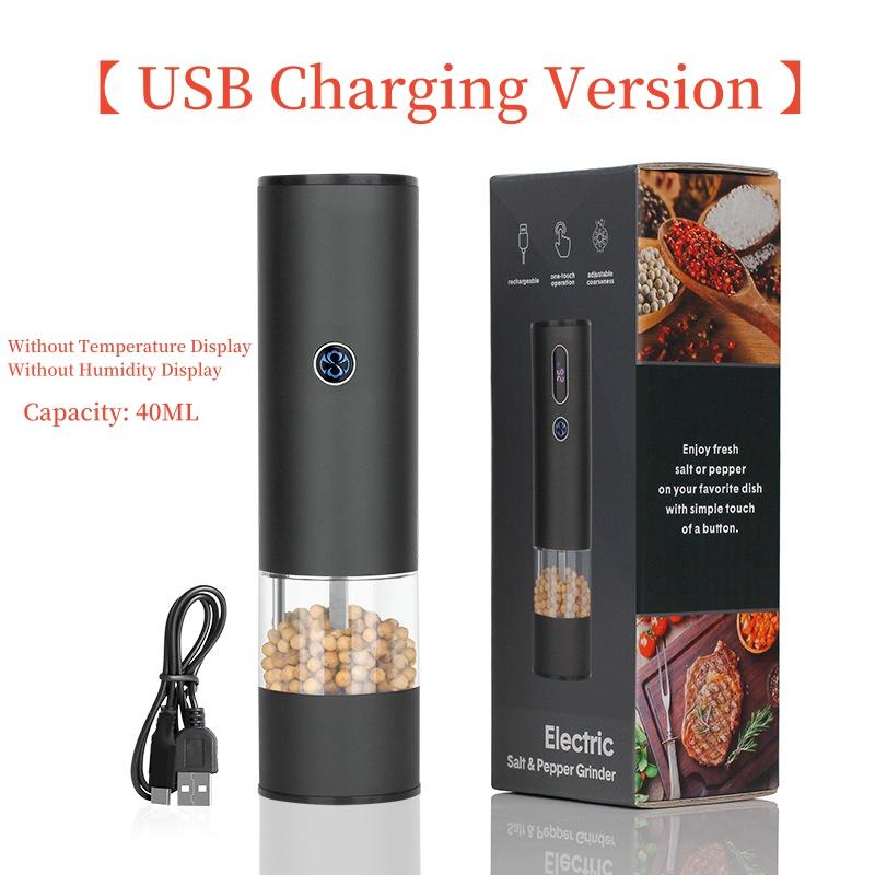 Electric Automatic Salt Pepper Grinder Rechargeable With LED Light Dual Display Adjustable Coarseness USB Charging Pepper Mill