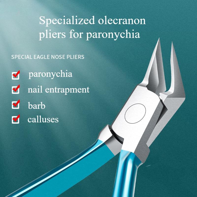 Professional Cuticle Nippers for Ingrown Toenails, Thick Nails - Slant Tip Nail Clippers, Dead Skin Remover, Pedicure Tool Set