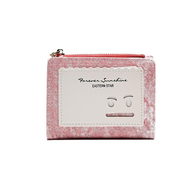 New short wallet female smiley face denim simple large capacity change bag card bag WaIIet