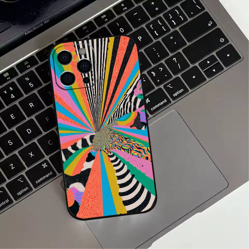 Trendy Abstract  Phone Case For iPhone 17,16,15,14,13,12,11 Plus,Pro Max,XS,Soft Silicone Black Cover