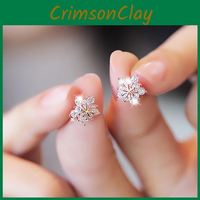 Snowflake Silver Ear Stud For Women Christmas Party Accessory Gift