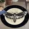 Gothic Death Moth Moon Round Rug - Washable Anti-Slip Doormat for Home, Hotel, Living Room and Entryway Decor
