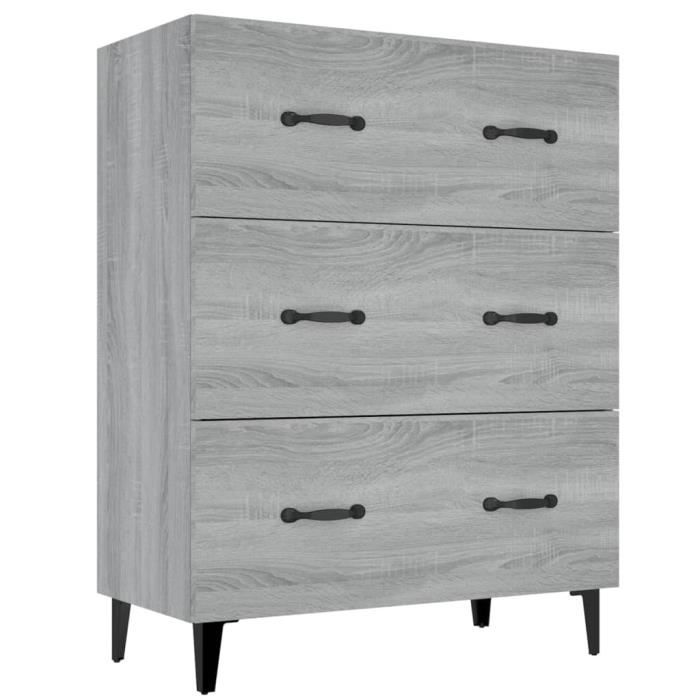 817349 vidaXL Buffet Sonoma Grey 69.5x34x90 Cm Engineered Wood