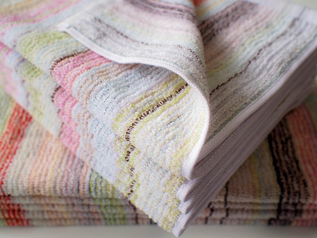 Imabary reTOWEL One-Wash Remaining Yarn Eco Towels, Set of 10 Face Towels, Multicolor