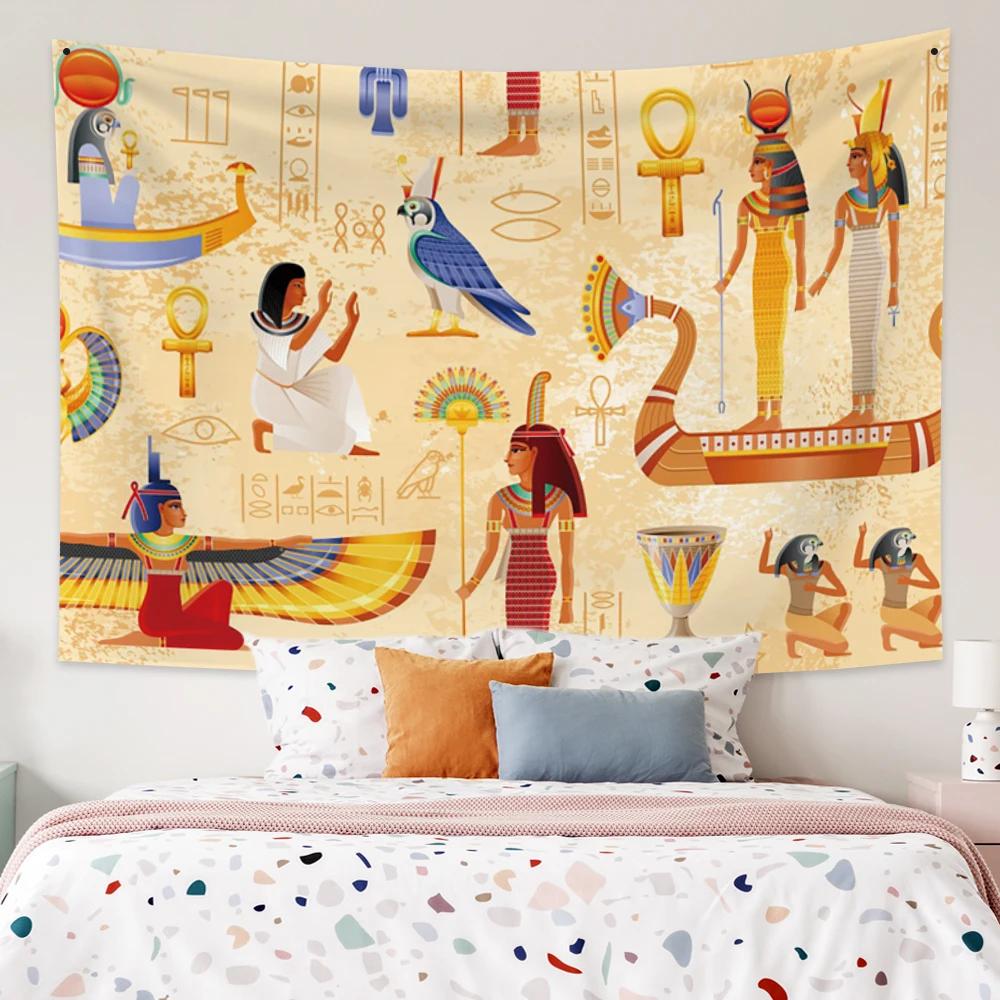 Ancient Egyptian Tapestry  Pharaohs  Hieroglyphics for Bedroom Decor Historical Style Enhance Your Space with Cultural Charm
