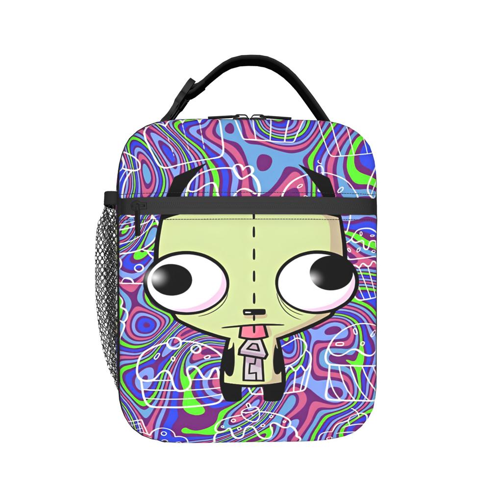 Invaders Zims Gir Lunch Bag Portable Zipper Lunch Box Girls Office Print Cooler Bag Kawaii Waterproof Thermal Tote Handbags