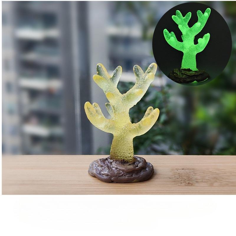 9 Stück/Set Harz Leuchtende Simulation Korallenmodell Aquarium Fischbecken Meeresleuchtendes Korallenriff Schmuck Wasserpflanzen Verzierung