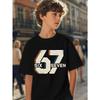 European Sizes 1pc Boys' Comfortable Fashion Sports Short-Sleeve T-Shirt, 67 Element Print Pattern