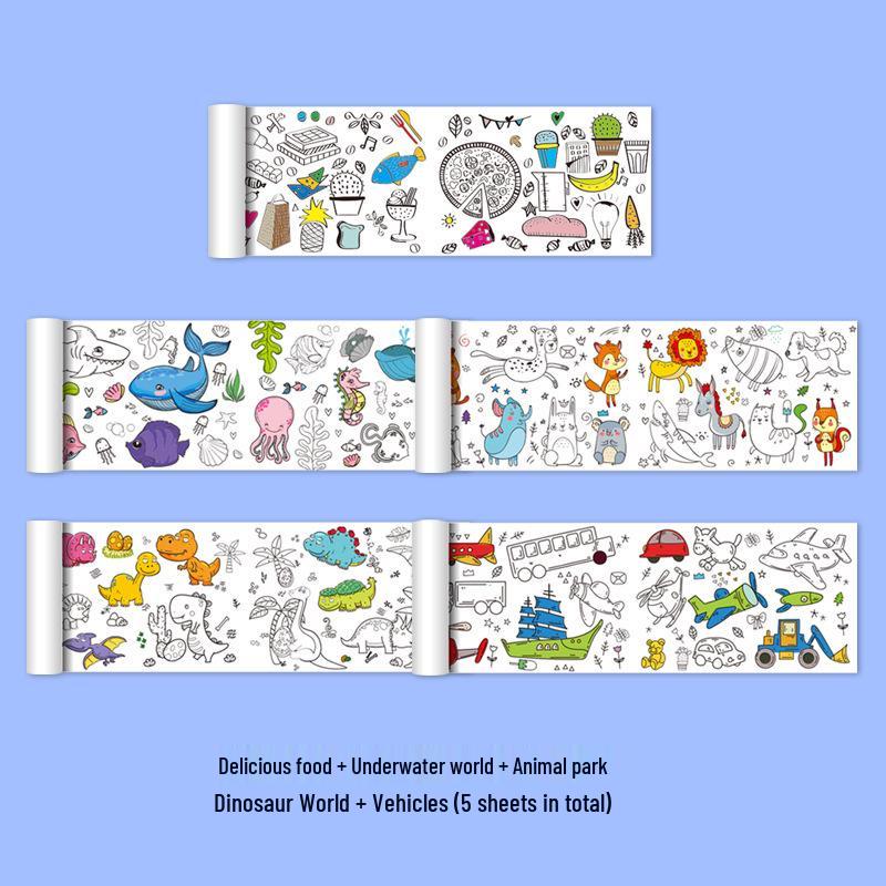 Wall-Safe Kids' Graffiti and Coloring Scroll - Large Paper Art for Kindergarten