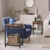 Set of 2 Nightstands w/ Charging Station - Rustic Brown 2-Tier Bedside Tables, Dual USB & AC Outlets + Mesh Storage