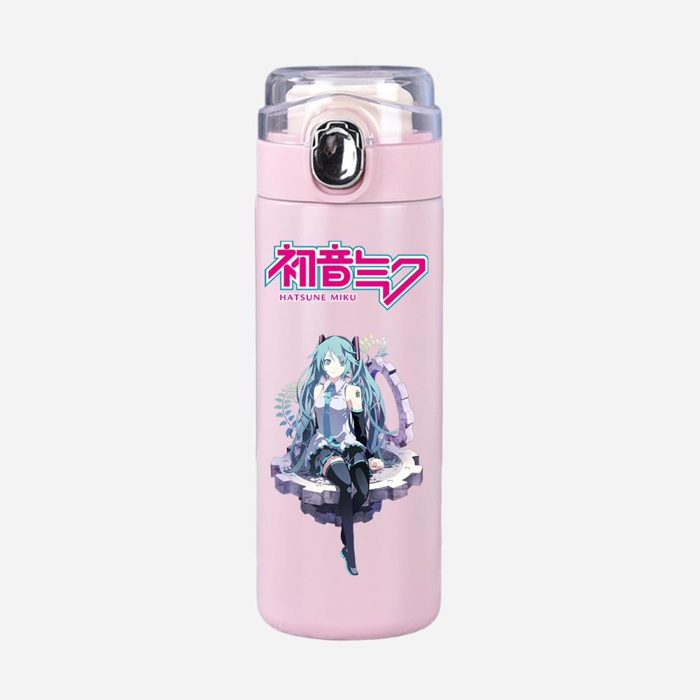 Tazza Termica Stampata Anime Hatsune Miku Portatile Acciaio Inossidabile 400ml Borraccia Anti-perdita Tazza da Campeggio Regalo