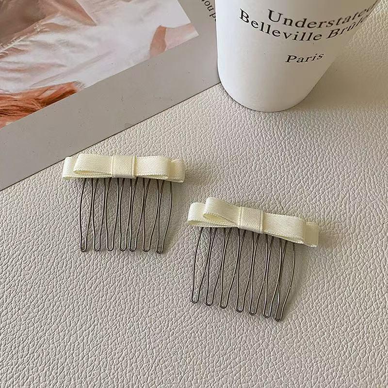2Pcs Inserted Comb Bow Hair Comb Adornment Hair Clip Versatile Simple Anti-Skid Curl Bangs Side Top Clip Hair Accessories