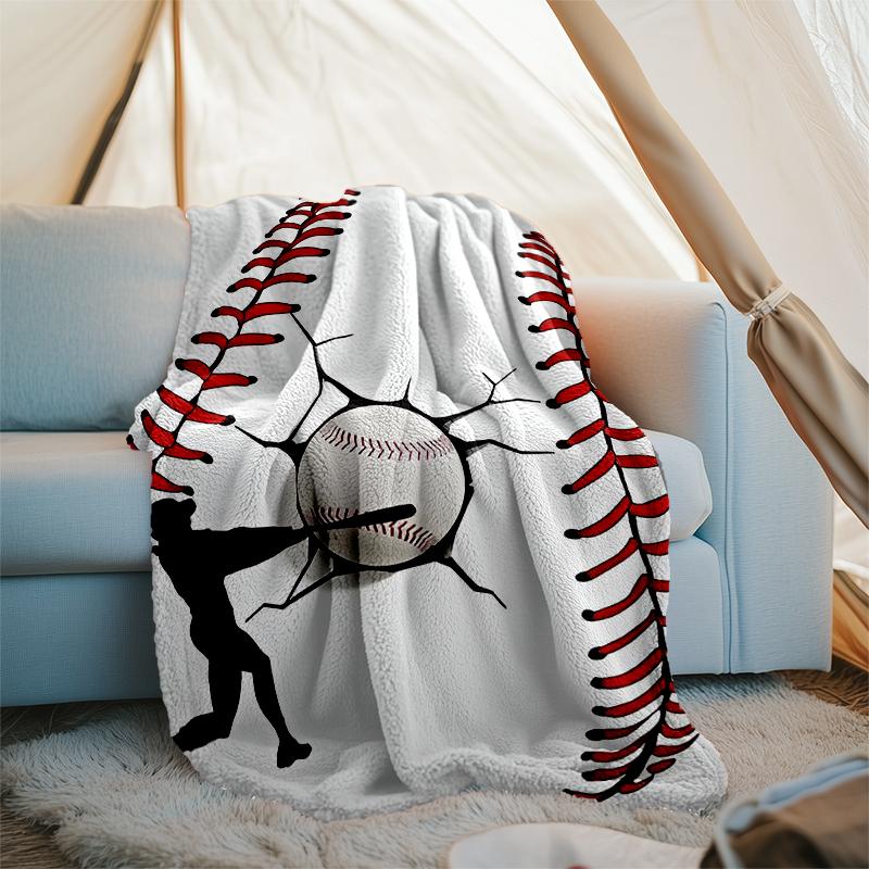 Baseball Theme Printed Blanket - Perfect for Couch, Bed, Travel & Outdoor Use | Machine Washable, Cozy & Durable.