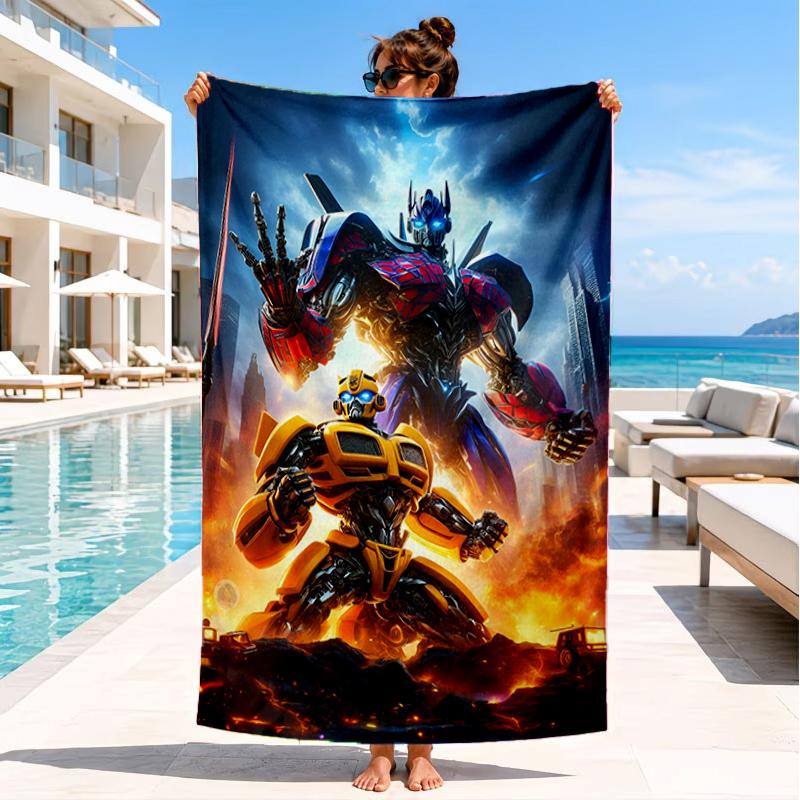 Car robots Battle Beach Towel, Super Soft Microfiber, Perfect Gift for Her/Him, Birthday, for Pool, Beach, Travel, Decor Beach Party